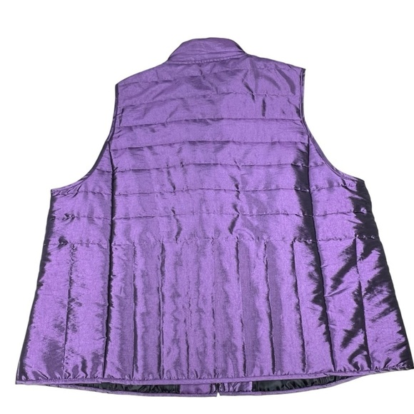 RELATIVITY Quilted Iridescent Purple Puffer Vest Front Zip Women's Size 2X - Picture 2 of 16